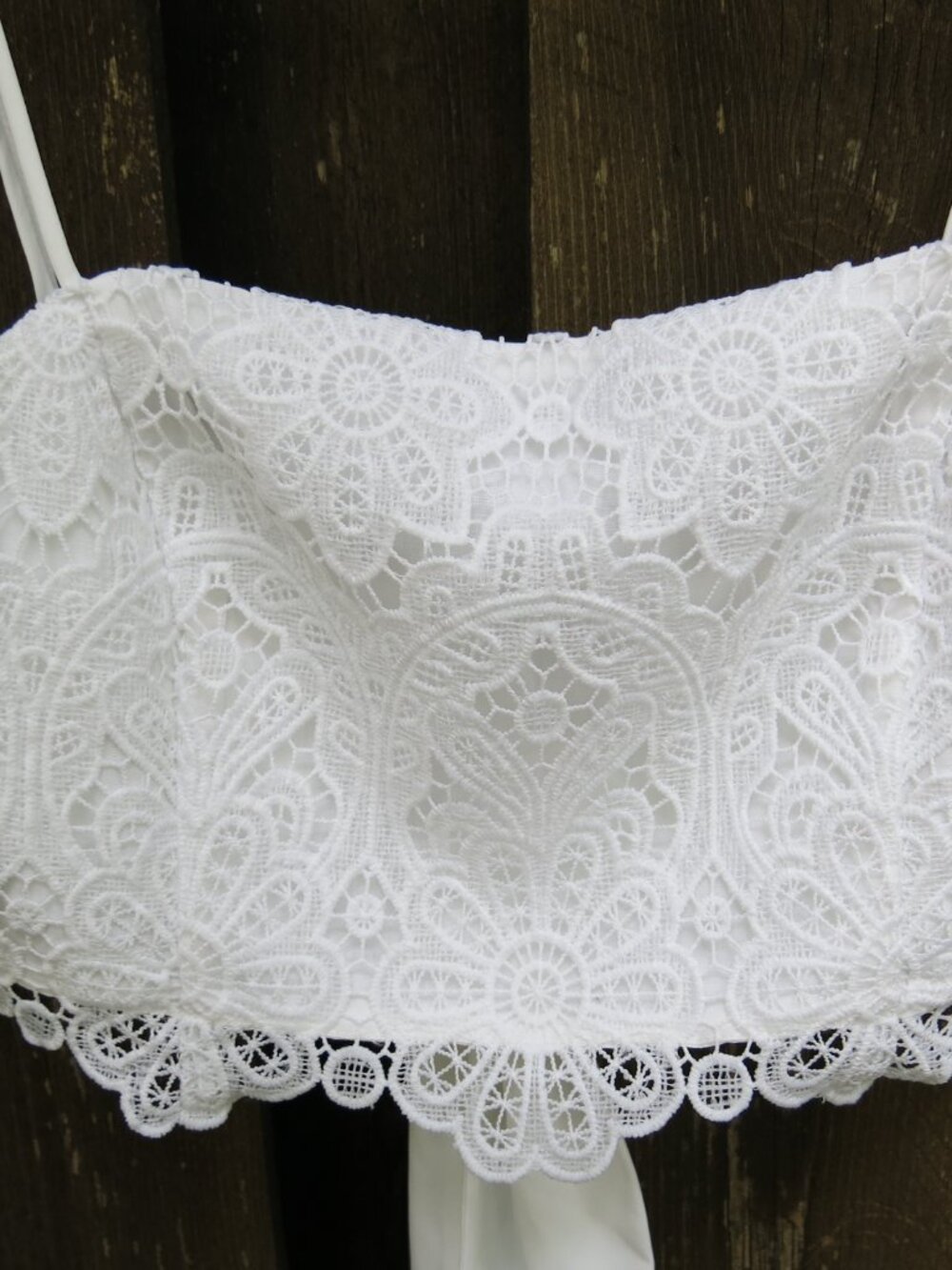 Abercrombie & Fitch Ultra Cropped White Lace Square Neck Bohemian Party Top Sz.M - Picture 4 of 9